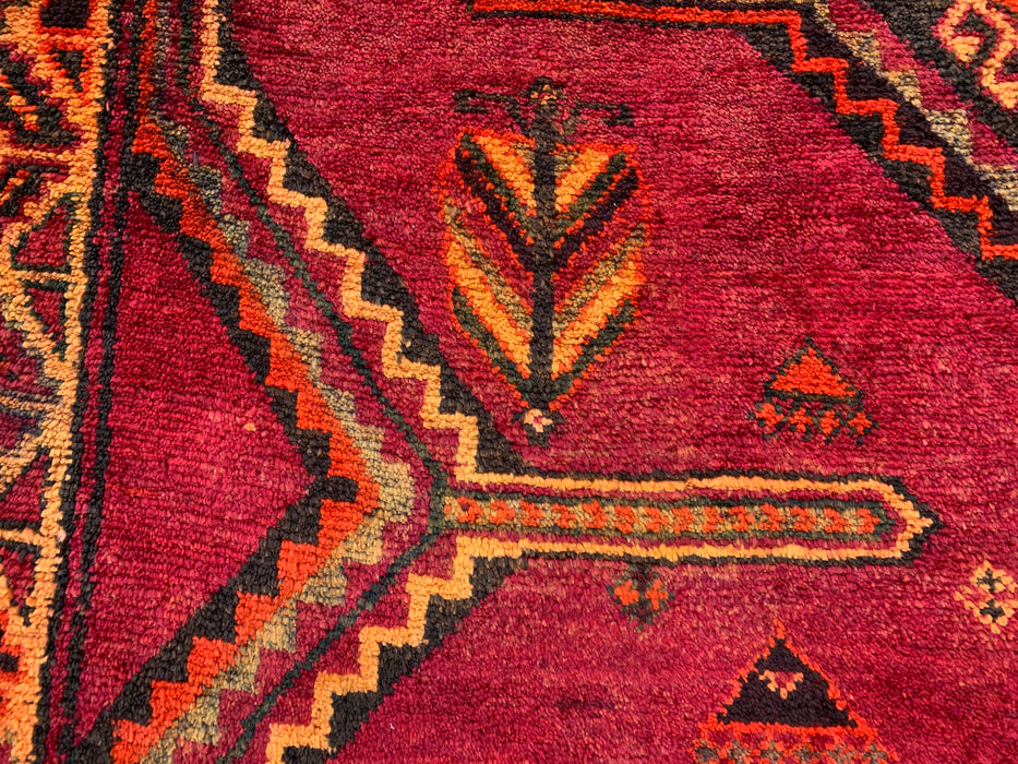 9'9 x 5'2 Hand-Knotted Persian Wool Rug in Magenta, Rust & Black Tribal Geometric Design | KBHM-1136