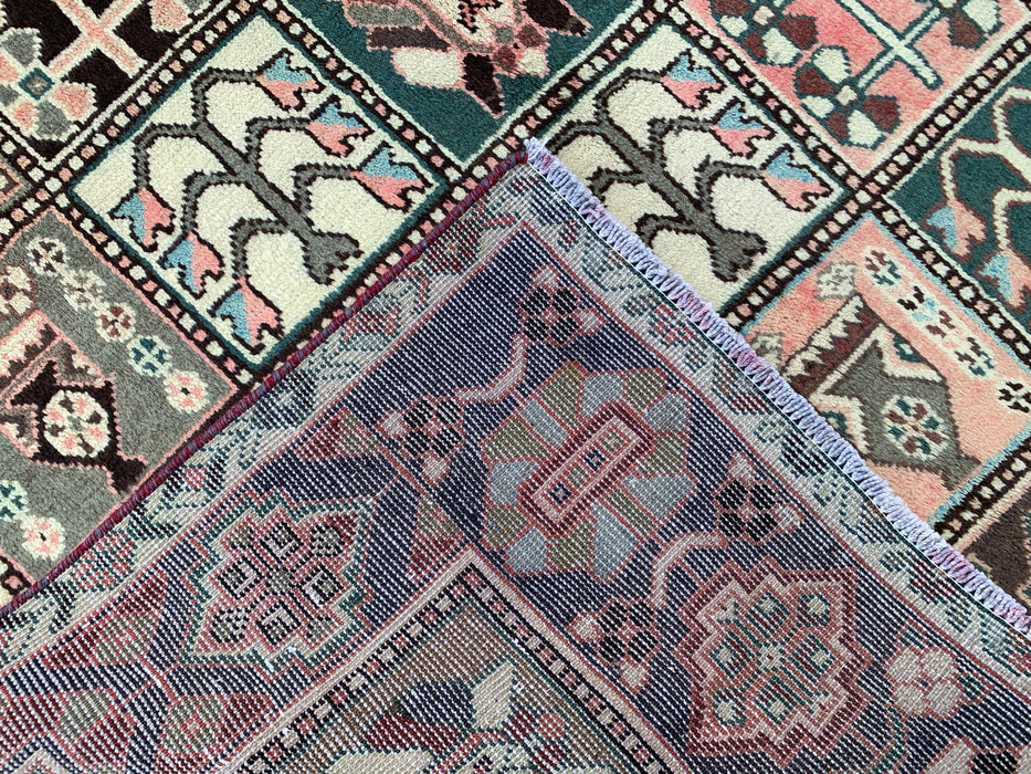 9'8 x 5'6 Hand-Knotted Persian Wool Rug in Ivory, Taupe, Teal & Blush Traditional Panel Design | KBHM-1137