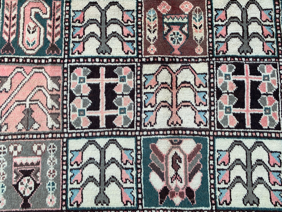 9'8 x 5'6 Hand-Knotted Persian Wool Rug in Ivory, Taupe, Teal & Blush Traditional Panel Design | KBHM-1137