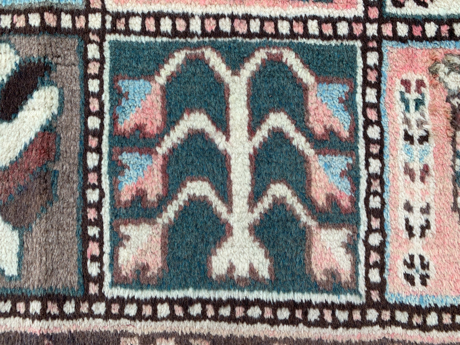 9'8 x 5'6 Hand-Knotted Persian Wool Rug in Ivory, Taupe, Teal & Blush Traditional Panel Design | KBHM-1137