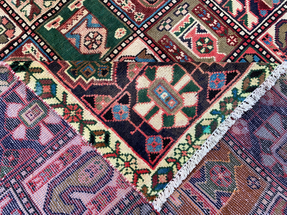 9'11 x 5'4 Hand-Knotted Persian Wool Rug in Ivory, Navy, Taupe, Blush & Teal Traditional Panel Design | KBHM-1138