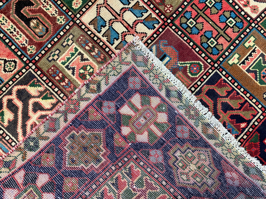 9'11 x 5'4 Hand-Knotted Persian Wool Rug in Ivory, Navy, Taupe, Blush & Teal Traditional Panel Design | KBHM-1138