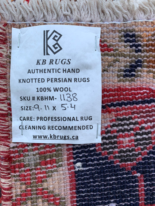 9'11 x 5'4 Hand-Knotted Persian Wool Rug in Ivory, Navy, Taupe, Blush & Teal Traditional Panel Design | KBHM-1138