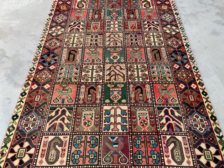 9'11 x 5'4 Hand-Knotted Persian Wool Rug in Ivory, Navy, Taupe, Blush & Teal Traditional Panel Design | KBHM-1138