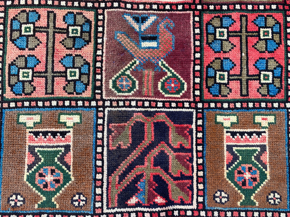 9'11 x 5'4 Hand-Knotted Persian Wool Rug in Ivory, Navy, Taupe, Blush & Teal Traditional Panel Design | KBHM-1138