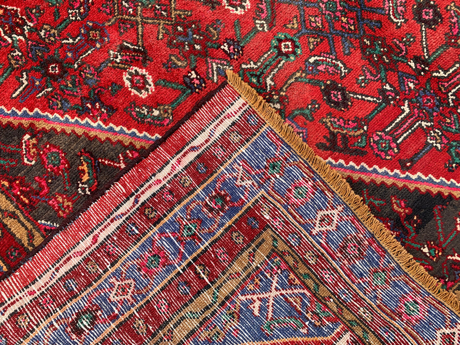 Hand-Knotted Persian Wool Rug 9'11" x 7'4" Red Blue KBHM-1139