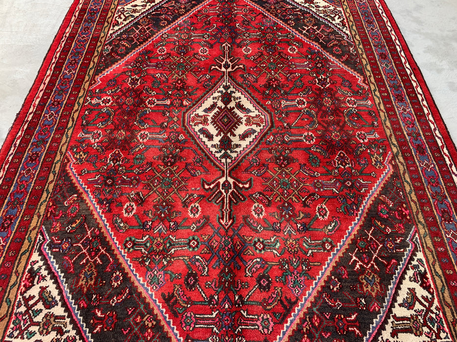 Hand-Knotted Persian Wool Rug 9'11" x 7'4" Red Blue KBHM-1139