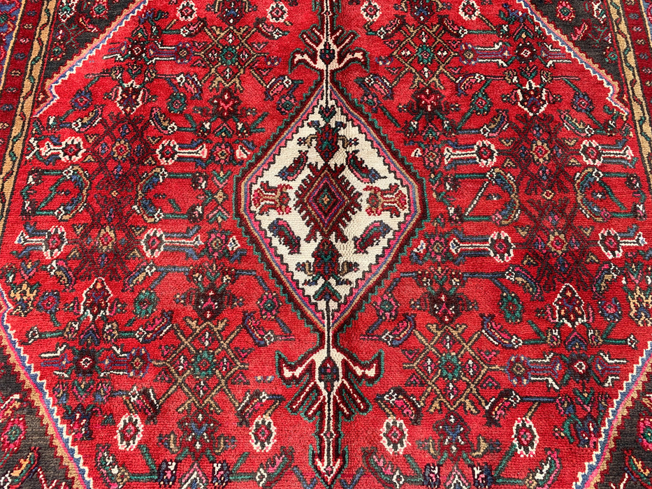 Hand-Knotted Persian Wool Rug 9'11" x 7'4" Red Blue KBHM-1139