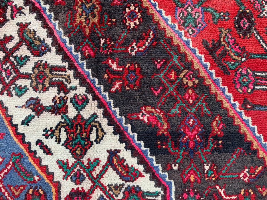 Hand-Knotted Persian Wool Rug 9'11" x 7'4" Red Blue KBHM-1139