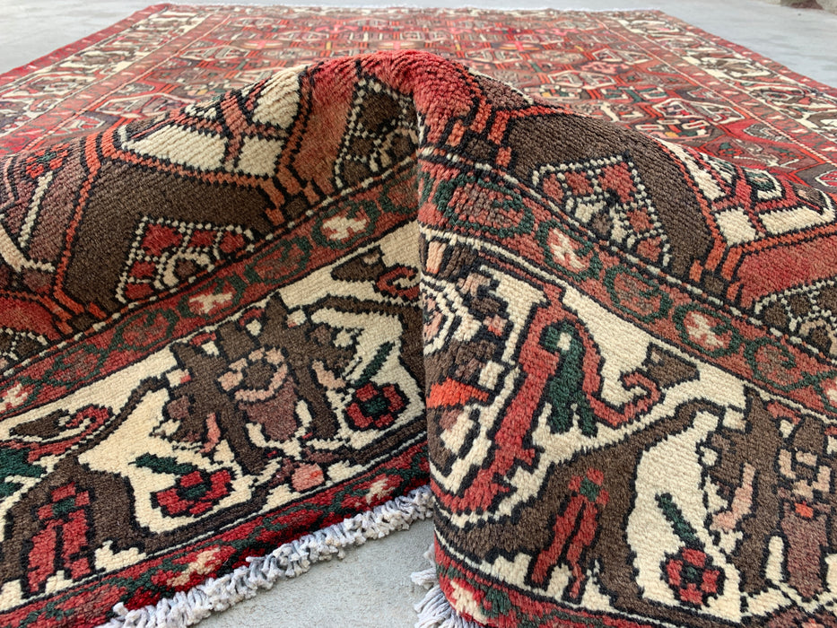 Hand-Knotted Persian Wool Rug – 9'10" x 6'9" – Red, Brown & Ivory | KBHM-1140