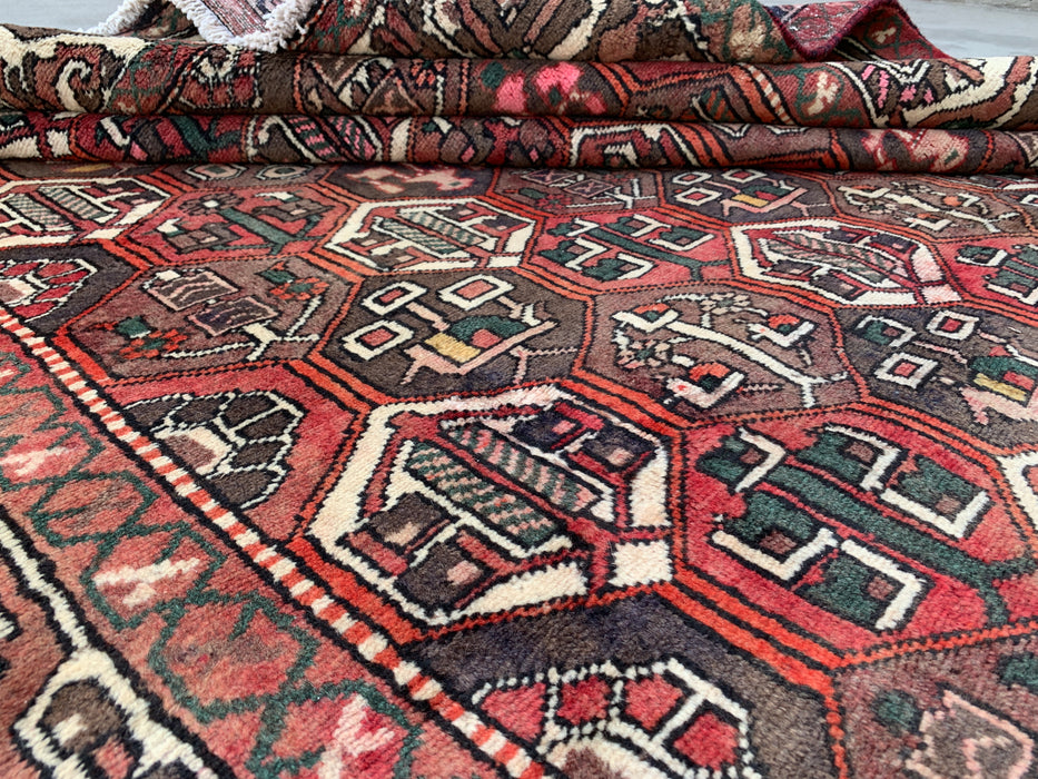 Hand-Knotted Persian Wool Rug – 9'10" x 6'9" – Red, Brown & Ivory | KBHM-1140