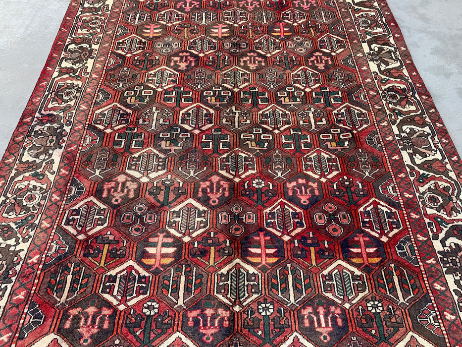 Hand-Knotted Persian Wool Rug – 9'10" x 6'9" – Red, Brown & Ivory | KBHM-1140