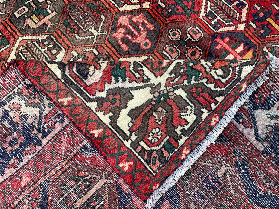Hand-Knotted Persian Wool Rug – 9'10" x 6'9" – Red, Brown & Ivory | KBHM-1140
