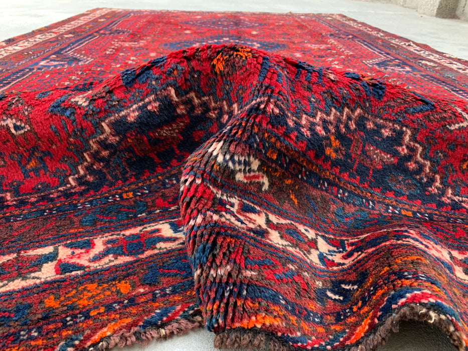 KBHM-1143 Hand-Knotted Persian Wool Rug – 10'2" x 6'2" Red, Navy & Ivory Traditional Medallion Area Rug