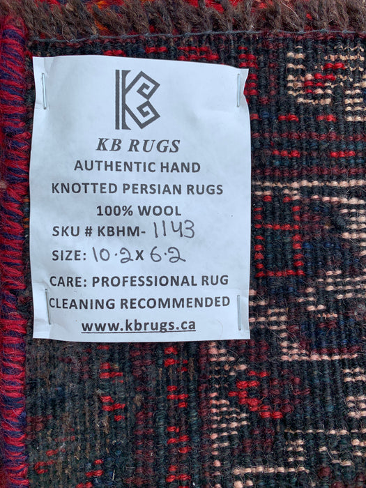 KBHM-1143 Hand-Knotted Persian Wool Rug – 10'2" x 6'2" Red, Navy & Ivory Traditional Medallion Area Rug