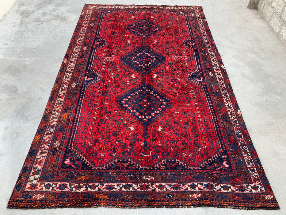 KBHM-1143 Hand-Knotted Persian Wool Rug – 10'2" x 6'2" Red, Navy & Ivory Traditional Medallion Area Rug