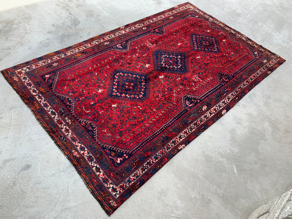 KBHM-1143 Hand-Knotted Persian Wool Rug – 10'2" x 6'2" Red, Navy & Ivory Traditional Medallion Area Rug