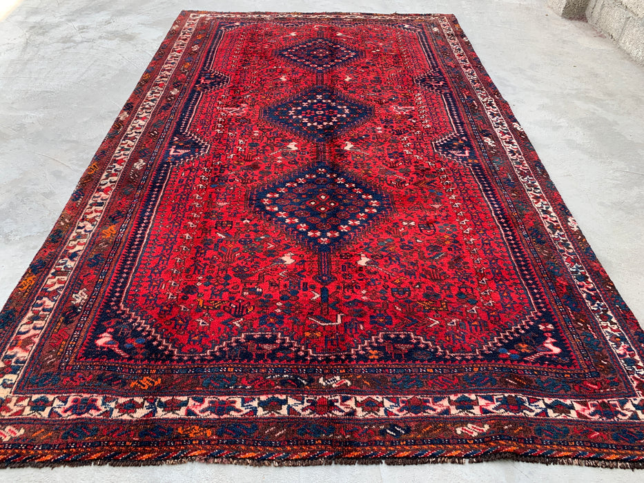 KBHM-1143 Hand-Knotted Persian Wool Rug – 10'2" x 6'2" Red, Navy & Ivory Traditional Medallion Area Rug