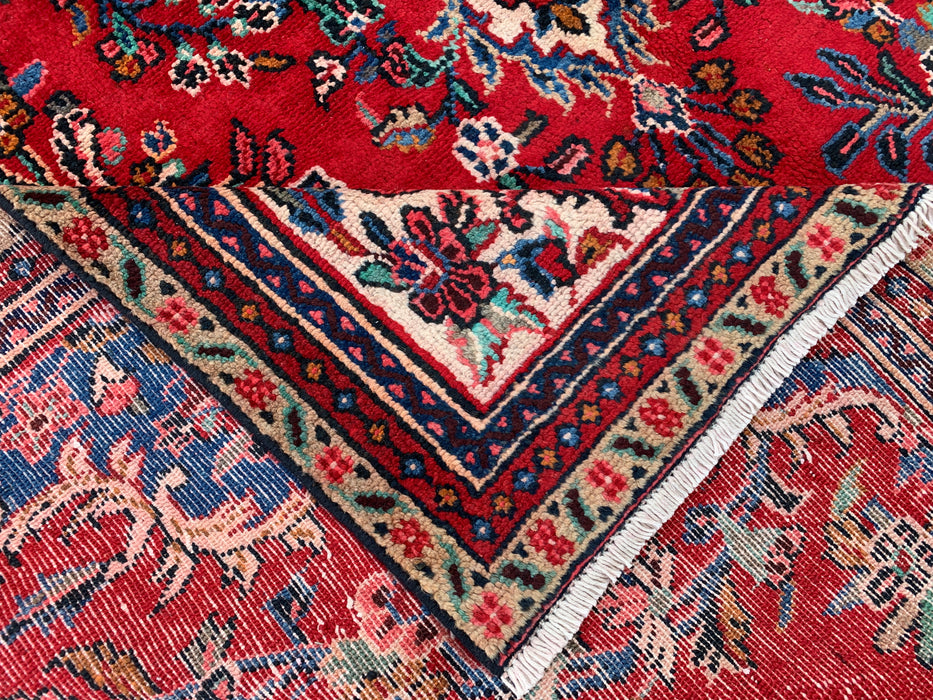 KBHM-1149 Hand-Knotted Persian Wool Rug – 10'2" x 7'0" Red, Blue & Ivory Traditional Floral Area Rug