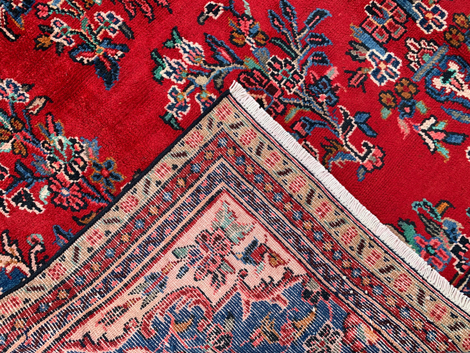 KBHM-1149 Hand-Knotted Persian Wool Rug – 10'2" x 7'0" Red, Blue & Ivory Traditional Floral Area Rug