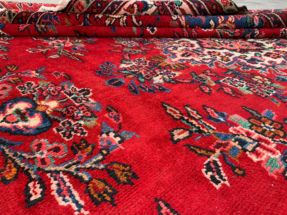 KBHM-1149 Hand-Knotted Persian Wool Rug – 10'2" x 7'0" Red, Blue & Ivory Traditional Floral Area Rug