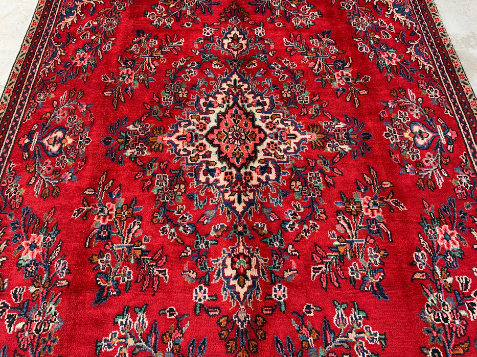 KBHM-1149 Hand-Knotted Persian Wool Rug – 10'2" x 7'0" Red, Blue & Ivory Traditional Floral Area Rug