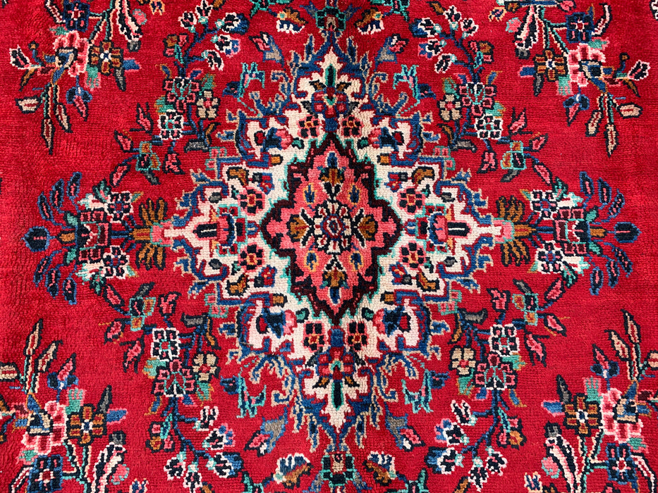 KBHM-1149 Hand-Knotted Persian Wool Rug – 10'2" x 7'0" Red, Blue & Ivory Traditional Floral Area Rug