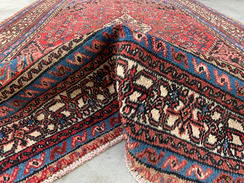 10'4 x 6'9 Hand-Knotted Persian Wool Rug in Red, Blue, Ivory & Blush Traditional Medallion Design | KBHM-1150
