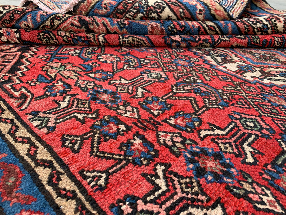 10'4 x 6'9 Hand-Knotted Persian Wool Rug in Red, Blue, Ivory & Blush Traditional Medallion Design | KBHM-1150