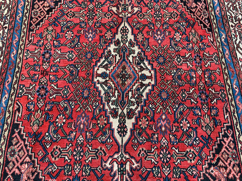 10'4 x 6'9 Hand-Knotted Persian Wool Rug in Red, Blue, Ivory & Blush Traditional Medallion Design | KBHM-1150