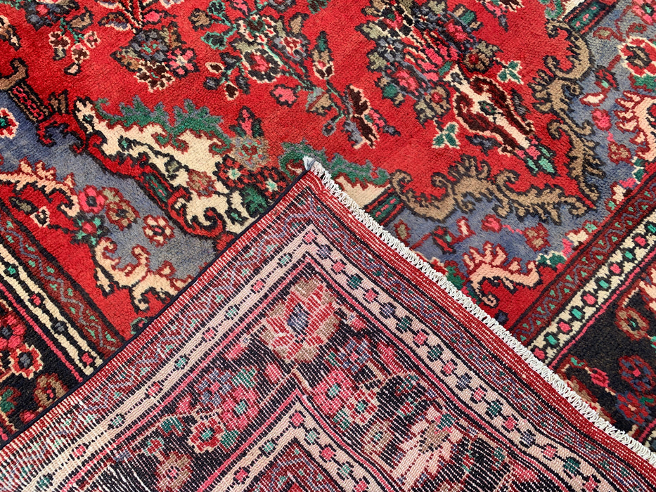 Hand-Knotted Persian Wool Rug 9'9 x 6'11 – Red Floral Medallion Area Rug – kbhm-1153