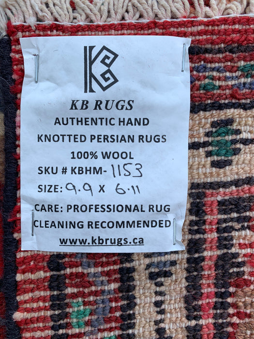 Hand-Knotted Persian Wool Rug 9'9 x 6'11 – Red Floral Medallion Area Rug – kbhm-1153