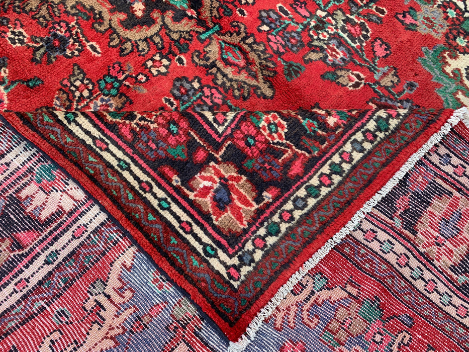 Hand-Knotted Persian Wool Rug 9'9 x 6'11 – Red Floral Medallion Area Rug – kbhm-1153