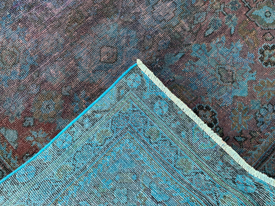 KBHM-1160 Hand-Knotted Persian Wool Rug – 9'2 x 5'7 Vintage Distressed Blue, Taupe & Mauve Area Rug