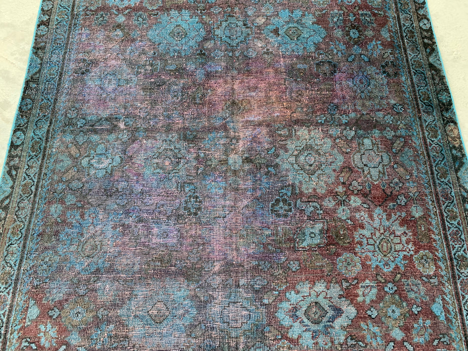 KBHM-1160 Hand-Knotted Persian Wool Rug – 9'2 x 5'7 Vintage Distressed Blue, Taupe & Mauve Area Rug