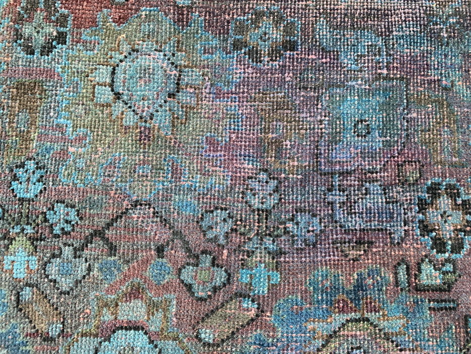 KBHM-1160 Hand-Knotted Persian Wool Rug – 9'2 x 5'7 Vintage Distressed Blue, Taupe & Mauve Area Rug