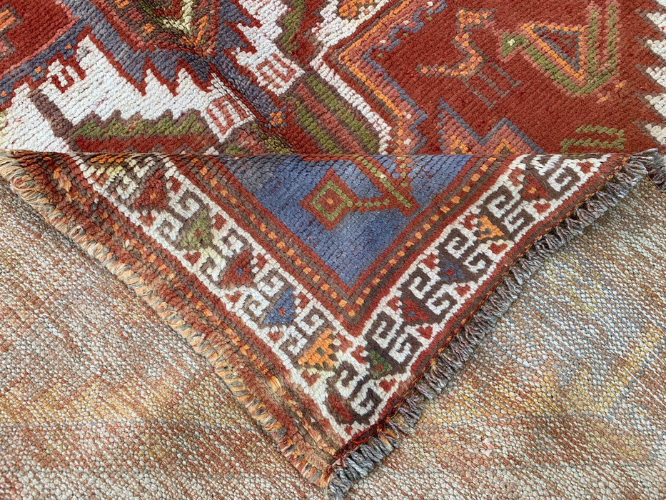 Hand-Knotted Persian Wool Rug 7'3 x 4'7 Rust Ivory Tribal Medallion Rug KBHM-1161