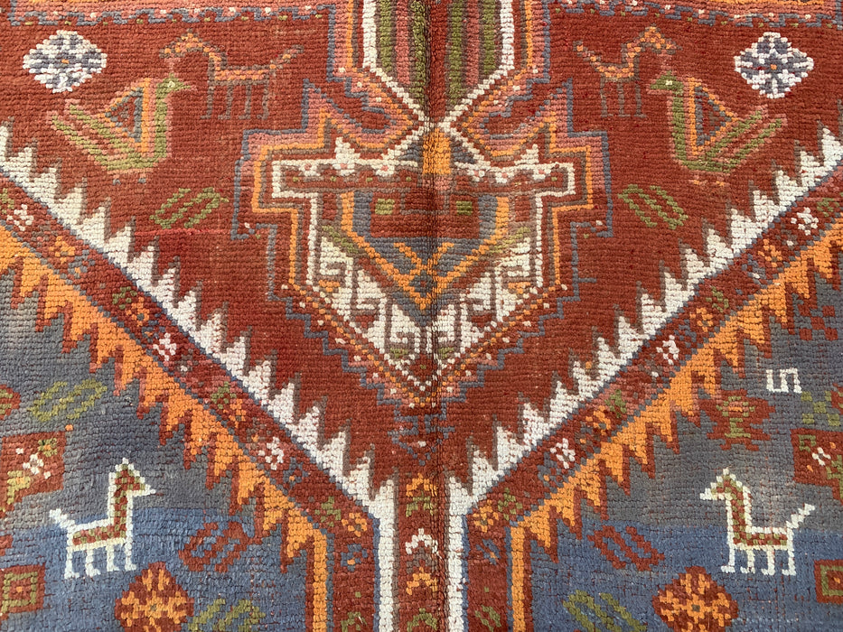 Hand-Knotted Persian Wool Rug 7'3 x 4'7 Rust Ivory Tribal Medallion Rug KBHM-1161