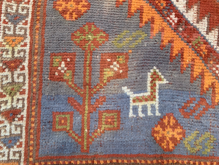 Hand-Knotted Persian Wool Rug 7'3 x 4'7 Rust Ivory Tribal Medallion Rug KBHM-1161