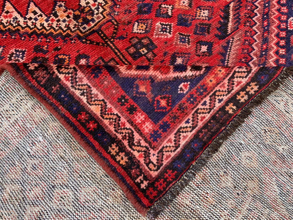 Hand-Knotted Persian Wool Rug – 8'1" x 4'11" Red & Navy Tribal Medallion Area Rug | KBHM-1162