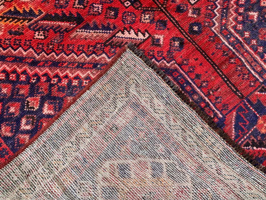 Hand-Knotted Persian Wool Rug – 8'1" x 4'11" Red & Navy Tribal Medallion Area Rug | KBHM-1162
