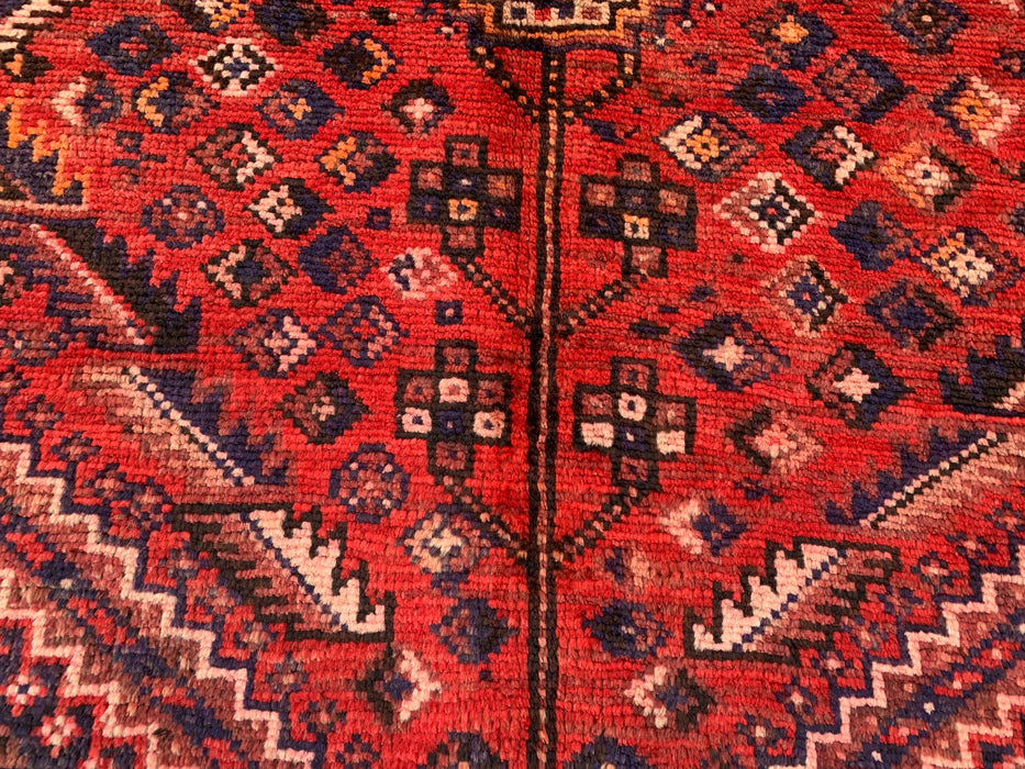 Hand-Knotted Persian Wool Rug – 8'1" x 4'11" Red & Navy Tribal Medallion Area Rug | KBHM-1162
