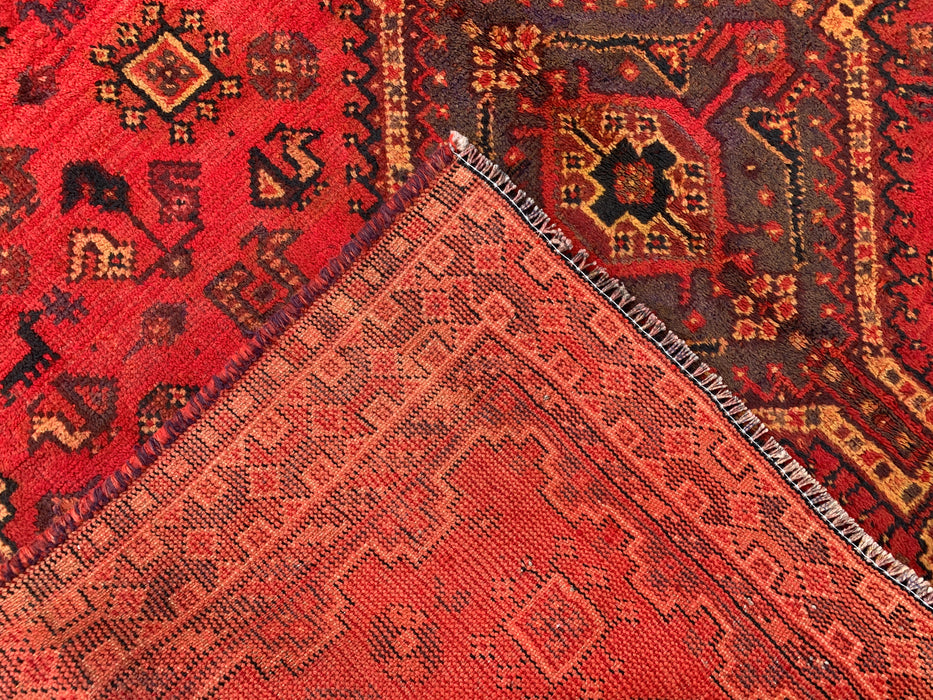 Hand-Knotted Persian Wool Rug 7'5 x 5'0 Red Tribal Medallion Area Rug - KBHM-1166