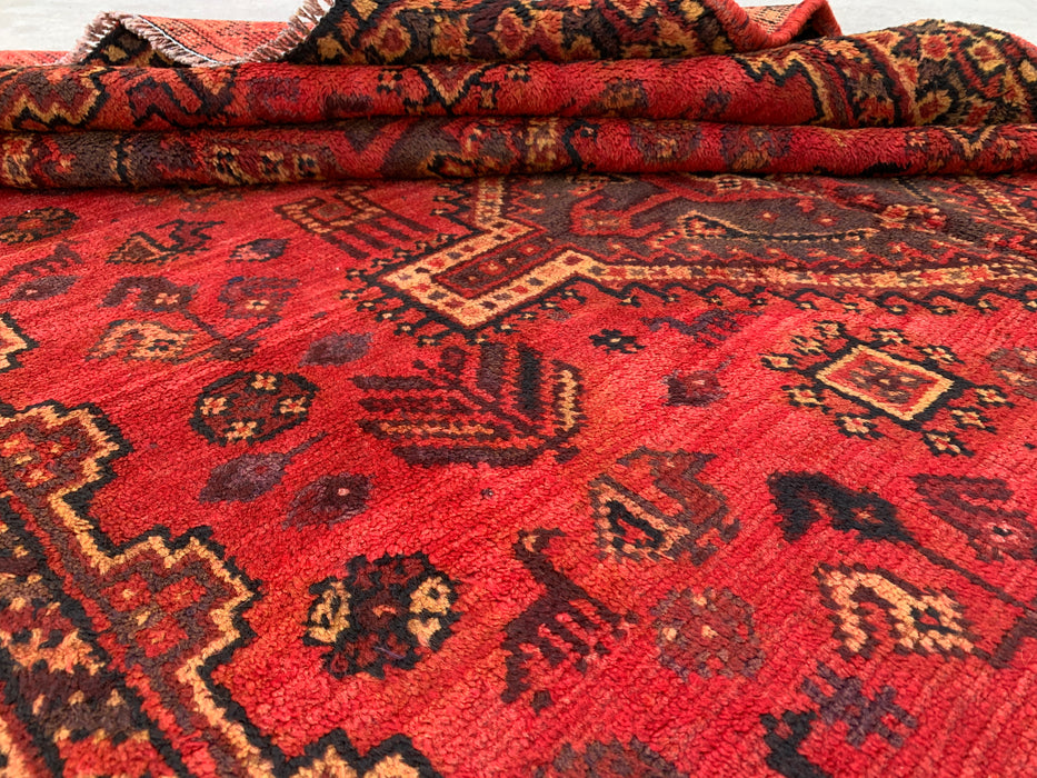Hand-Knotted Persian Wool Rug 7'5 x 5'0 Red Tribal Medallion Area Rug - KBHM-1166