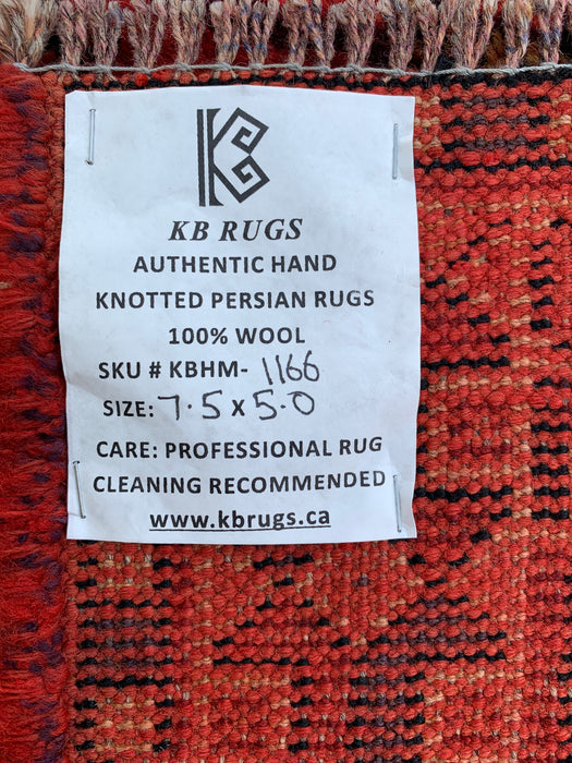 Hand-Knotted Persian Wool Rug 7'5 x 5'0 Red Tribal Medallion Area Rug - KBHM-1166