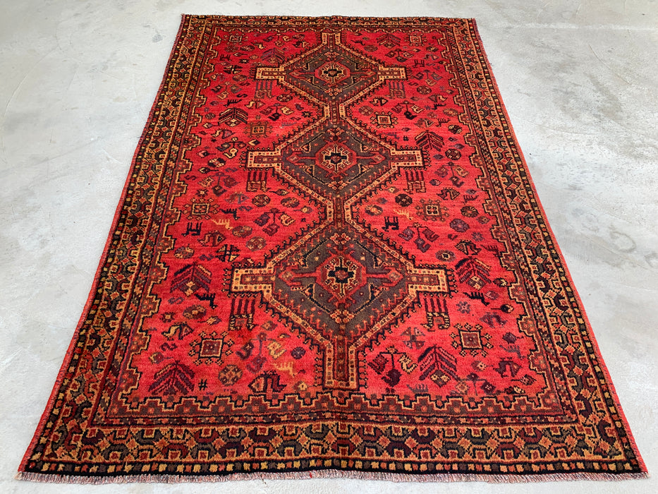 Hand-Knotted Persian Wool Rug 7'5 x 5'0 Red Tribal Medallion Area Rug - KBHM-1166