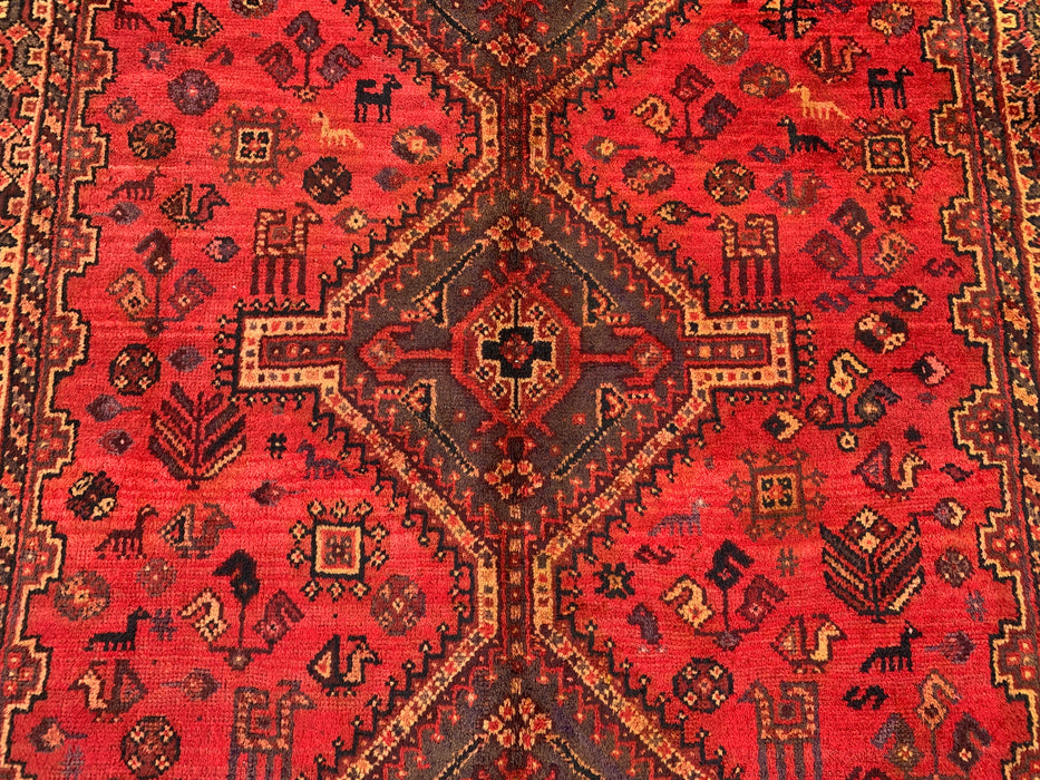 Hand-Knotted Persian Wool Rug 7'5 x 5'0 Red Tribal Medallion Area Rug - KBHM-1166