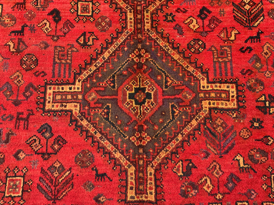 Hand-Knotted Persian Wool Rug 7'5 x 5'0 Red Tribal Medallion Area Rug - KBHM-1166