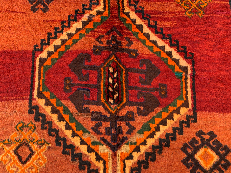 8'3 x 5'2 Hand-Knotted Persian Wool Rug in Rust, Peach, Brown & Ivory Tribal Geometric Design | KBHM-1167