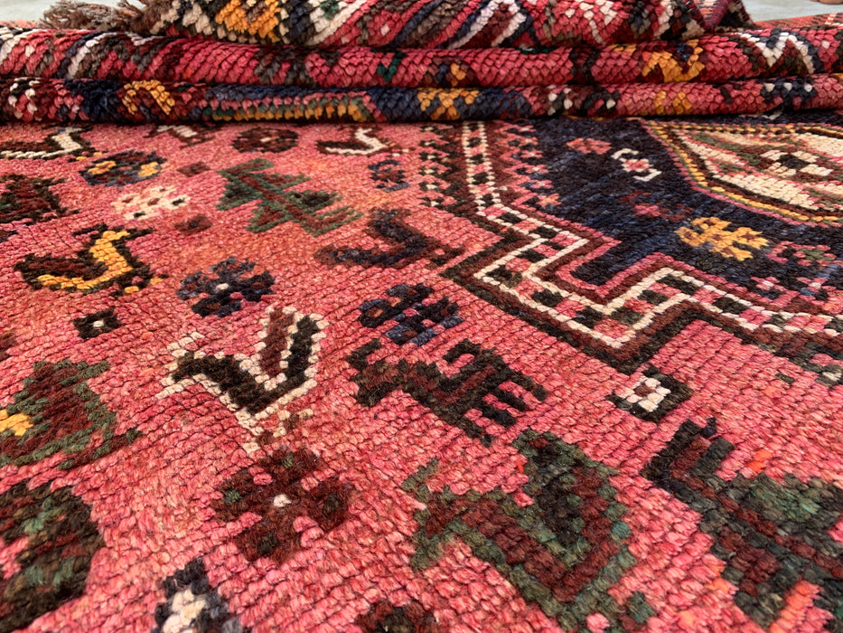 Hand-Knotted Persian Wool Rug 8'8 x 5'9 Pink Tribal Medallion Area Rug - KBHM-1168